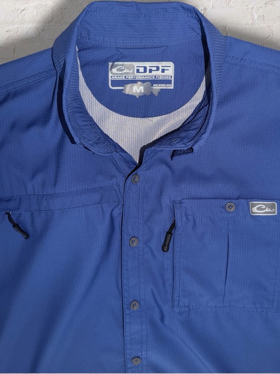 Drake Other - Drake Performance Fishing DPF Shirt Mens Med Blue Vented Short Sleeve Button Up